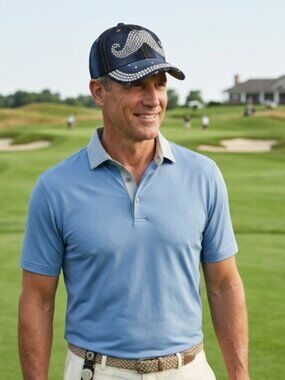 NEW Denim Statement Cap With Rhinestone Mustache Embellished Visor Men / Women